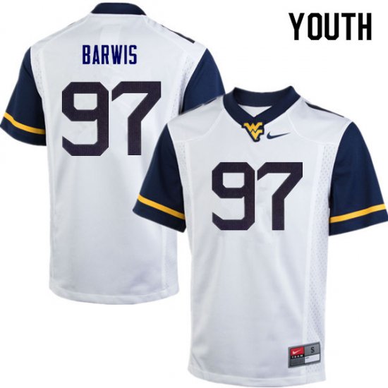 Youth West Virginia Mountaineers NCAA #97 Connor Barwis White Authentic Nike Stitched College Football Jersey WS15W50BD